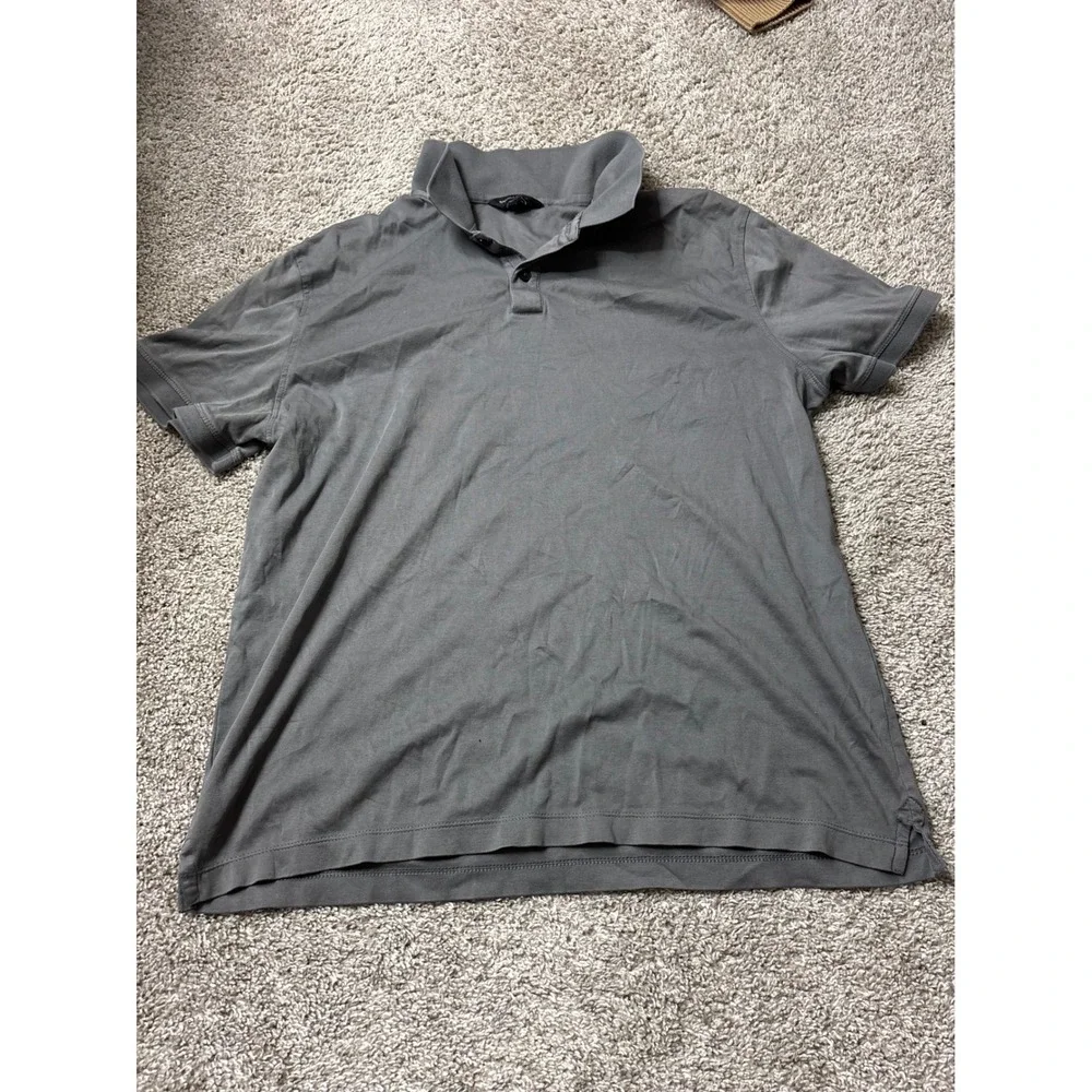 Banana Republic Luxe Touch Performance Polo Shirt Mens Grey Short Sleeve L